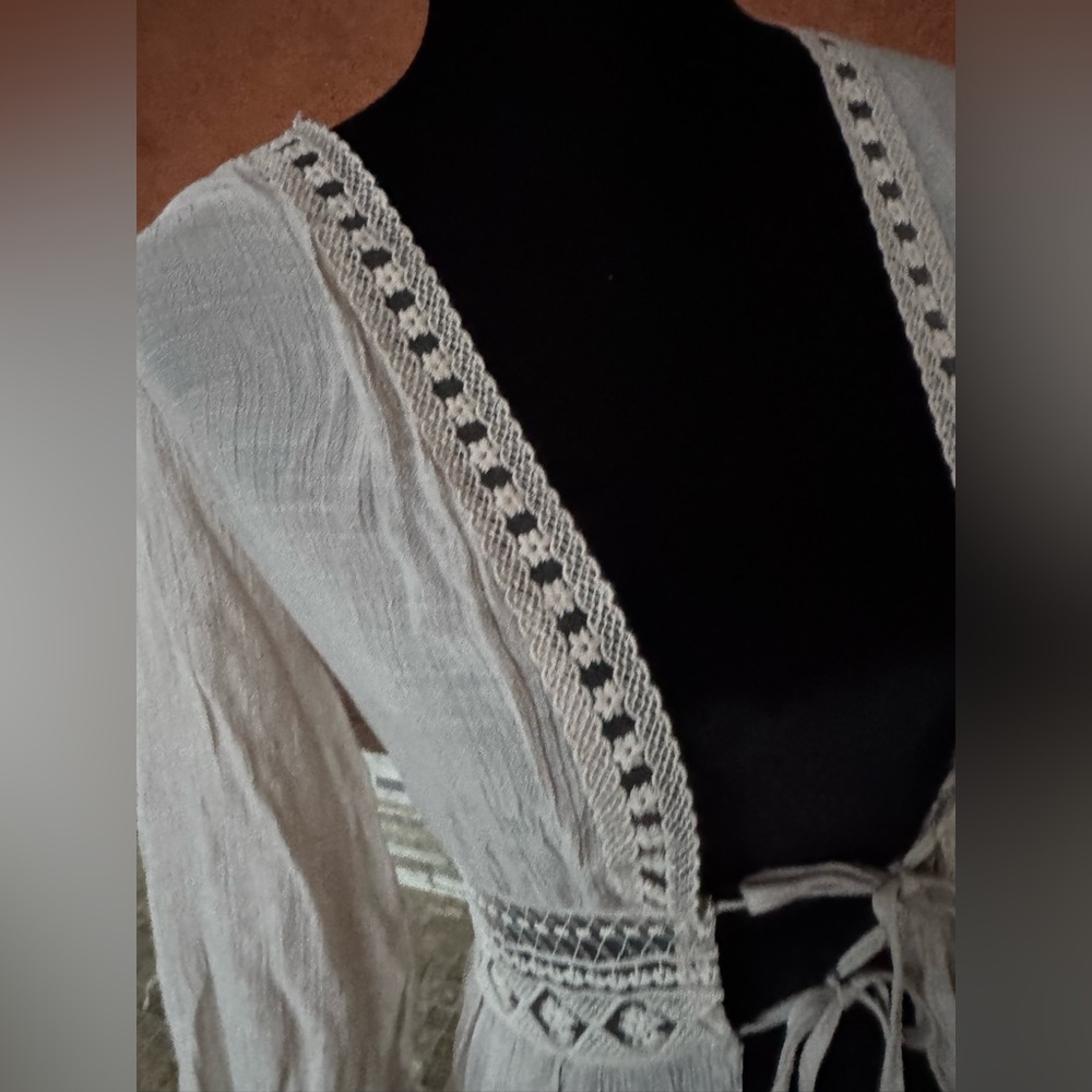 Bohemian Cream Long Cardigan rebelión again duster/cover up - Picture 6 of 8